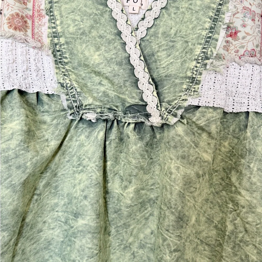 POL Green Boho Crochet-Trim Tank Top - Picture 5 of 8